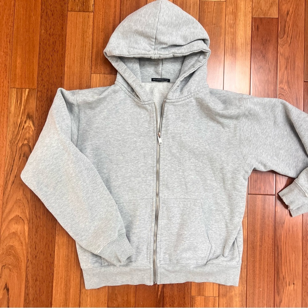 Brandy Melville Gray Full Zip Hoodie Sweatshirt- XS-M - Picture 1 of 10